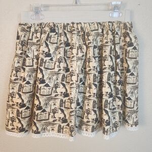 Old Curiosity Shop Print Mini Skirt Handmade Medium (5323)